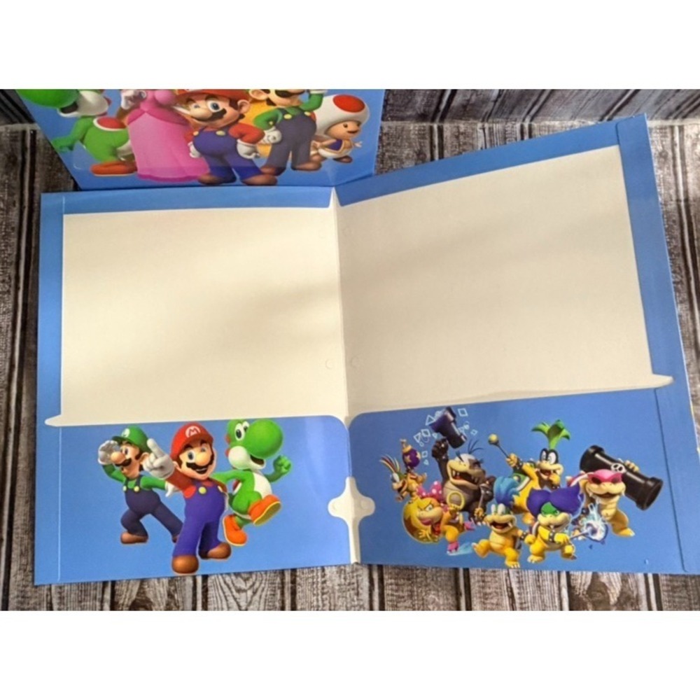 6x Super Mario Folders Nintendo School Folders Bowser Luigi Yoshi Bulk Set - Picture 3 of 3